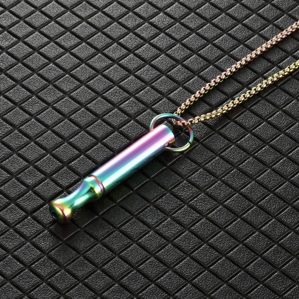Meditation breathing decompression pendant necklace meditation slim waist round tube whistle