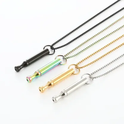 Meditation breathing decompression pendant necklace meditation slim waist round tube whistle