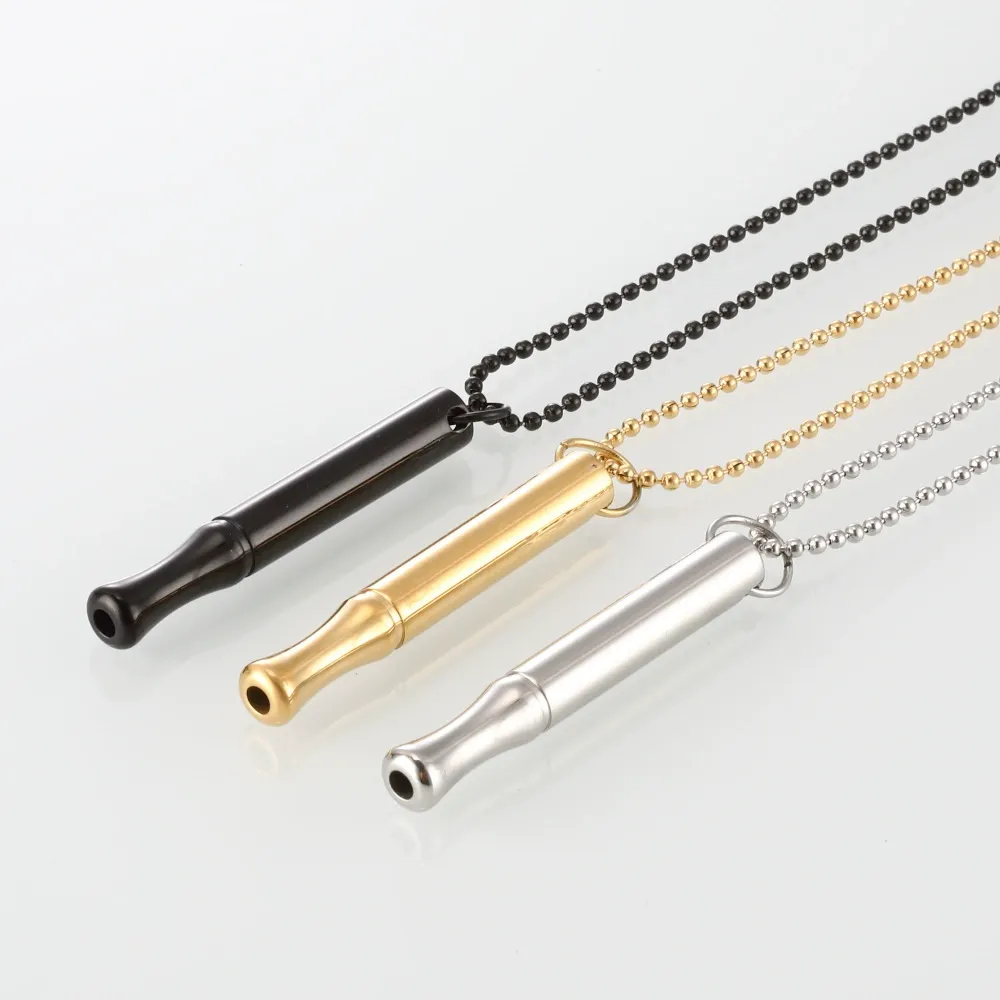 Meditation breathing decompression pendant necklace meditation slim waist round tube whistle