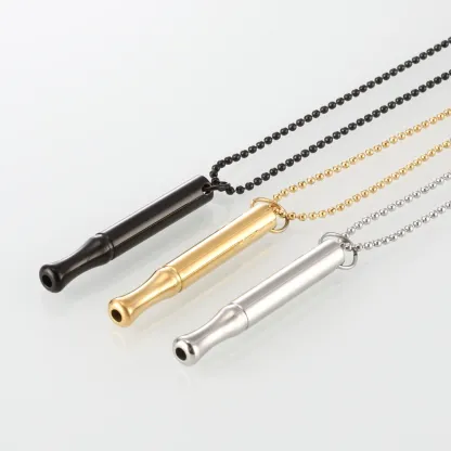 Meditation breathing decompression pendant necklace meditation slim waist round tube whistle