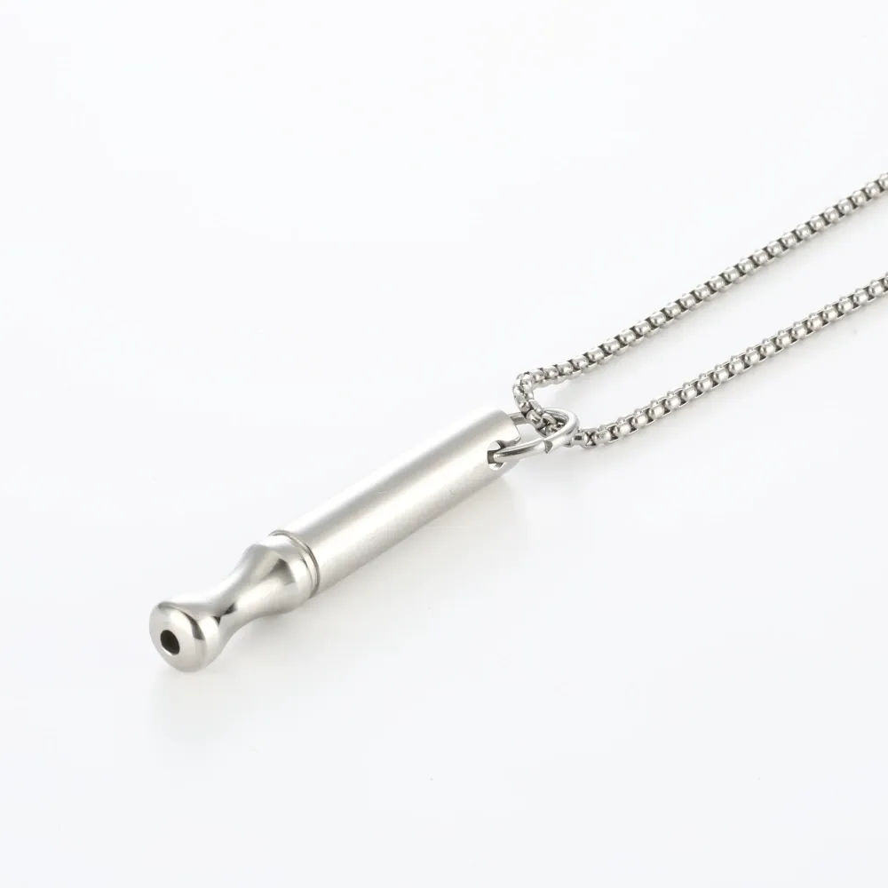 Meditation breathing decompression pendant necklace meditation slim waist round tube whistle