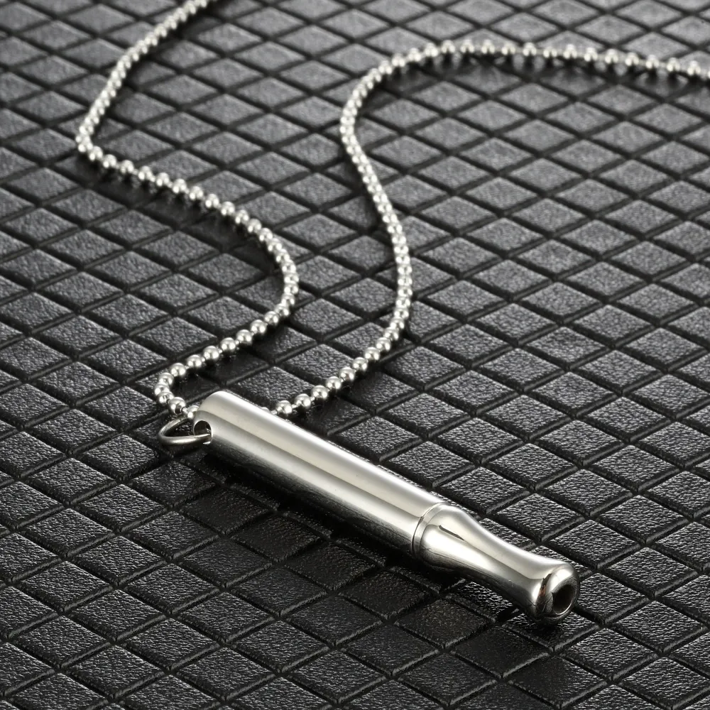 Meditation breathing decompression pendant necklace meditation slim waist round tube whistle