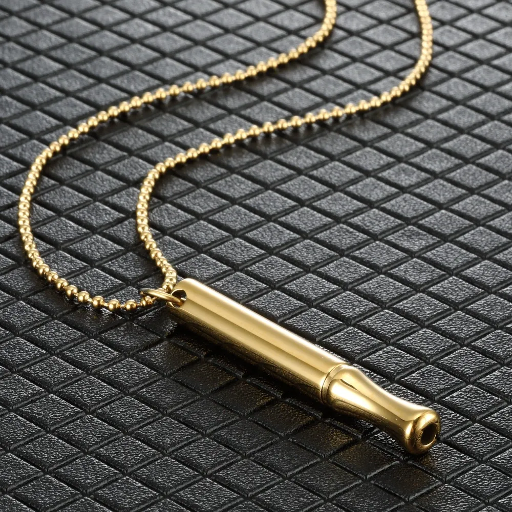 Meditation breathing decompression pendant necklace meditation slim waist round tube whistle