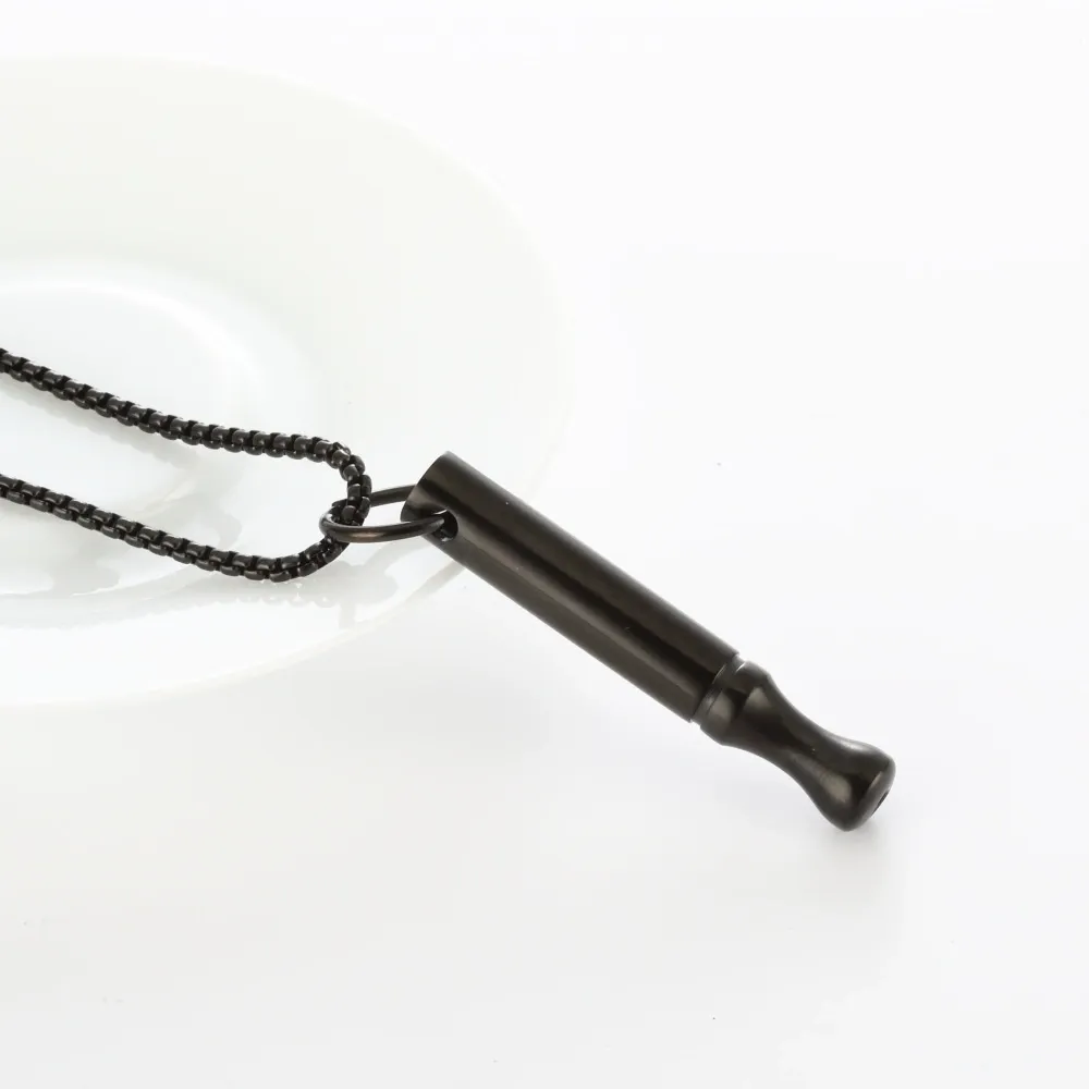 Meditation breathing decompression pendant necklace meditation slim waist round tube whistle