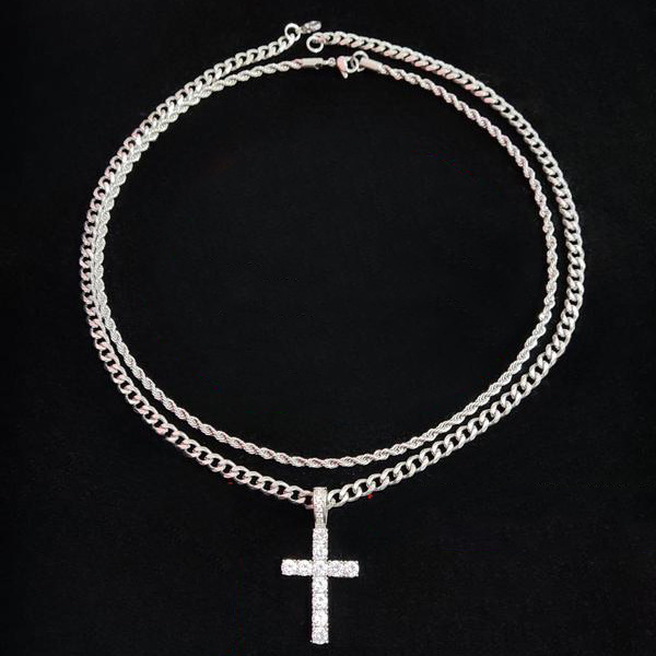 Double Layer Cross Cuban Necklace