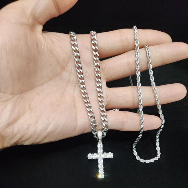 Double Layer Cross Cuban Necklace