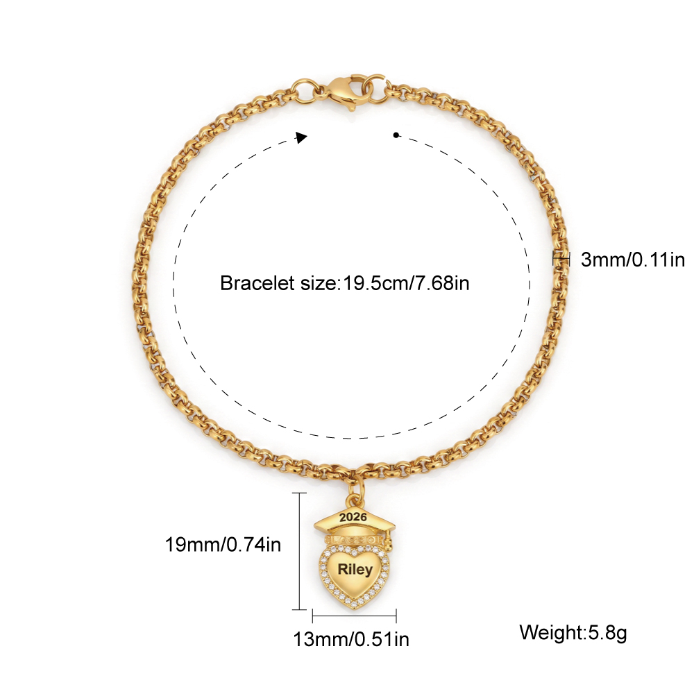 🎓 Personalized Graduation Cap Necklace & Bracelet