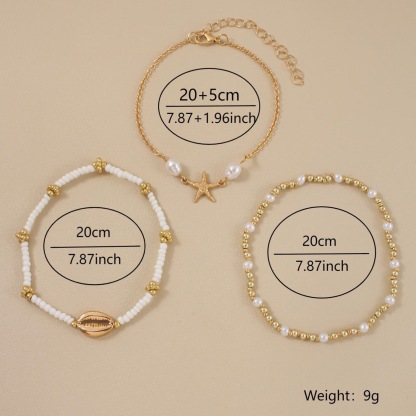Multi-layer Women's Anklet Set, Starfish Shell-shaped Foot Ornament, Beach Foot Ornament