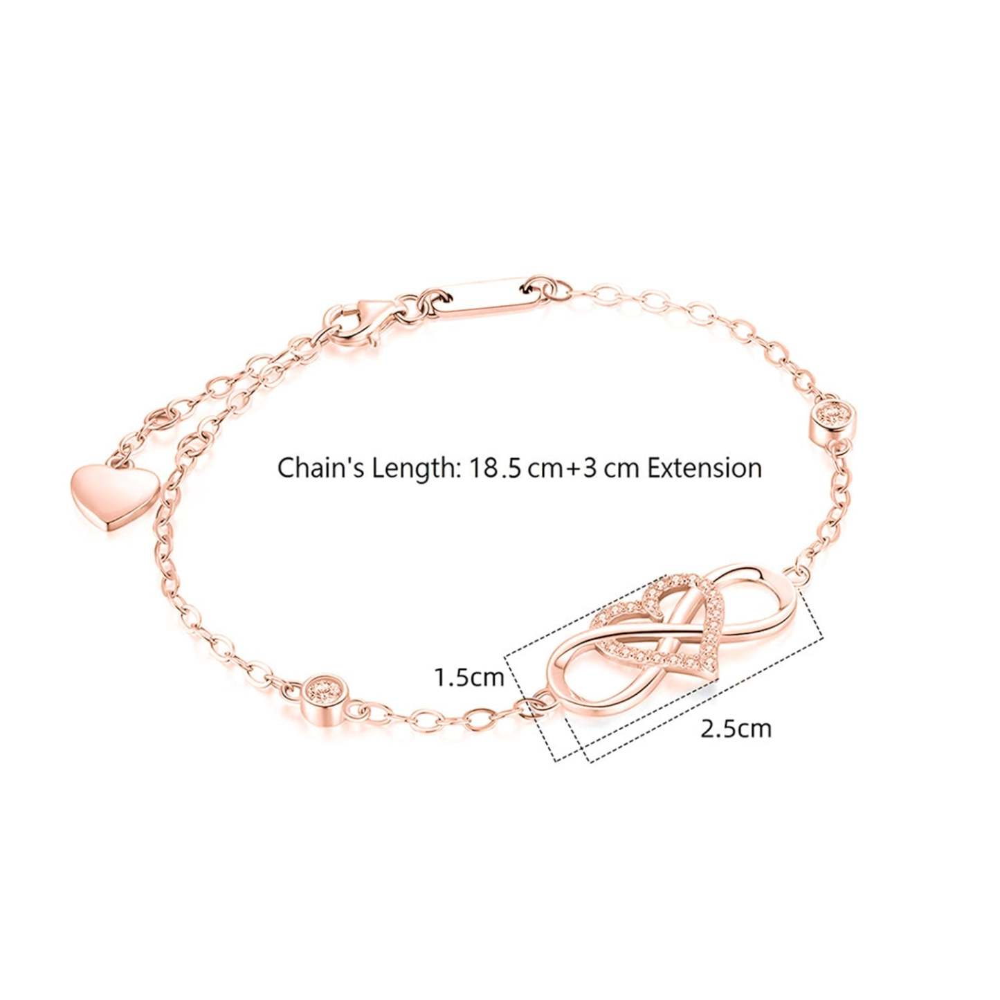 Infinity Heart Necklace With Diamond inlaid
