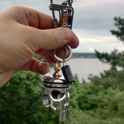 🎃Halloween Early Sale🎃 Piston art skull keychain (pendant/flashlight/bottle opener)