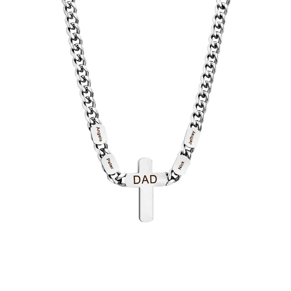 Father's Day Gift DAD Cross Cuban Link Chain With Custom Beads