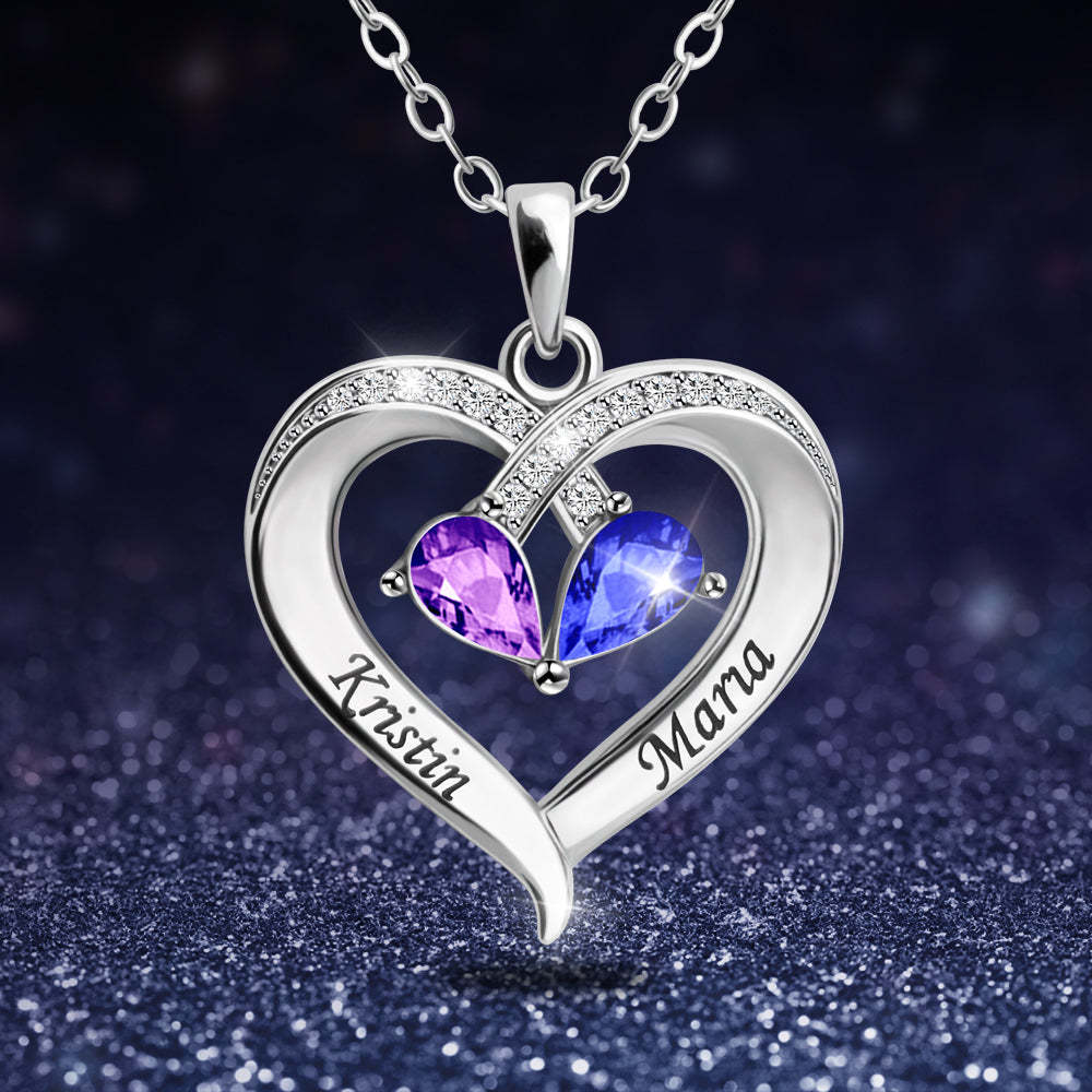 Valentine's Day Gift Forever Love Birthstone & Diamond Heart Necklace