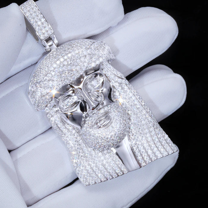 Gift For Men Necklace Silver Moissanite Jesus In White Gold