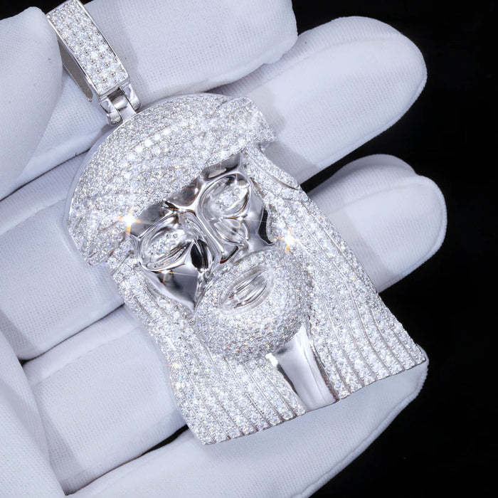 Gift For Men Necklace Silver Moissanite Jesus In White Gold