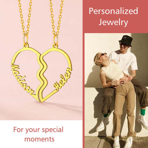 Friendship Necklace for 2 - Couples Necklace Set - Boyfriend Girlfriend Necklace