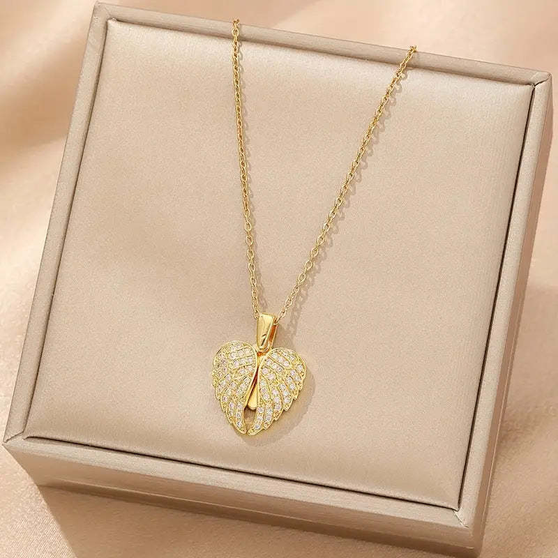 👼Angel Wings Necklace Personalized with Name Angel Locket Heart Necklace