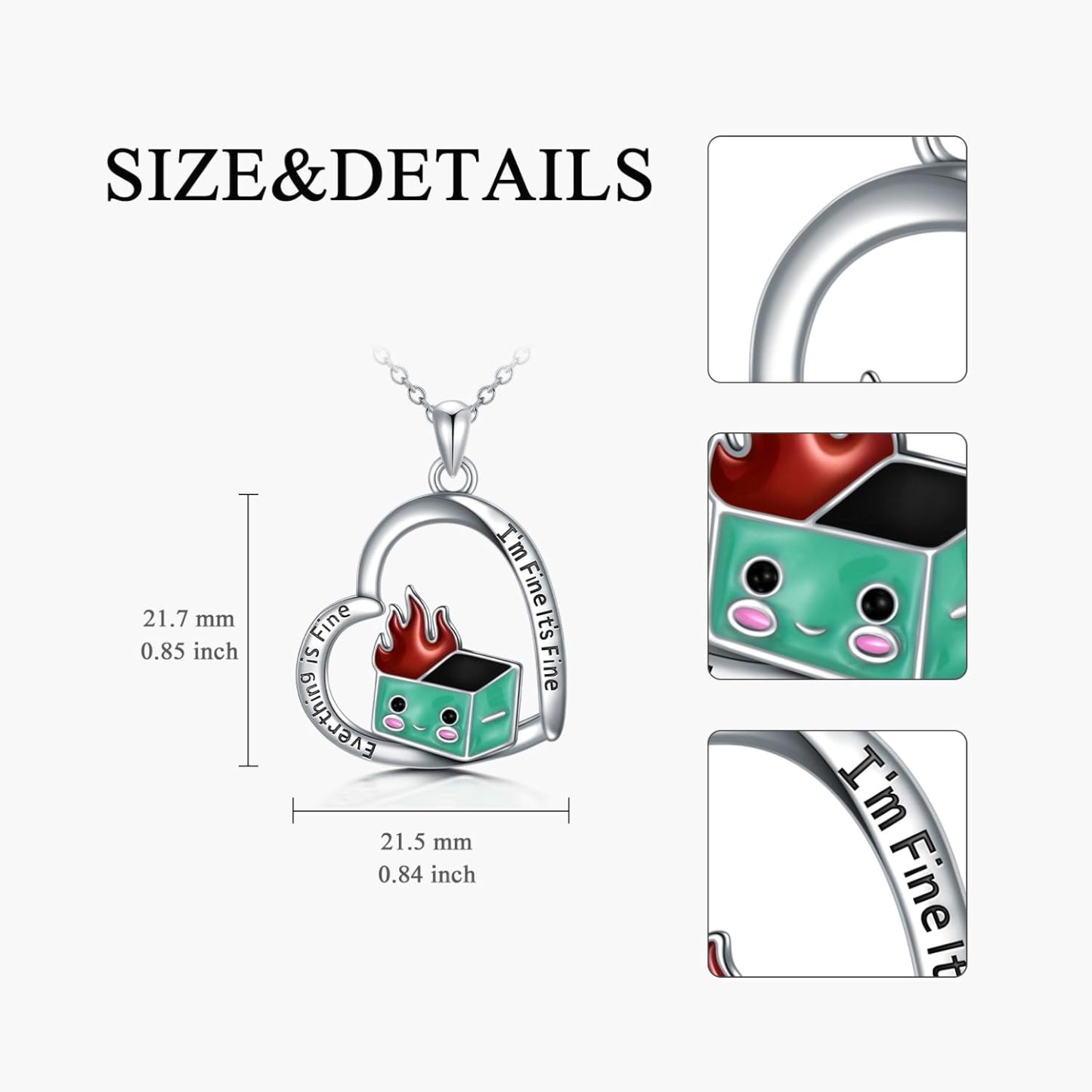 Dumpster Fire Pendant Necklace for Women