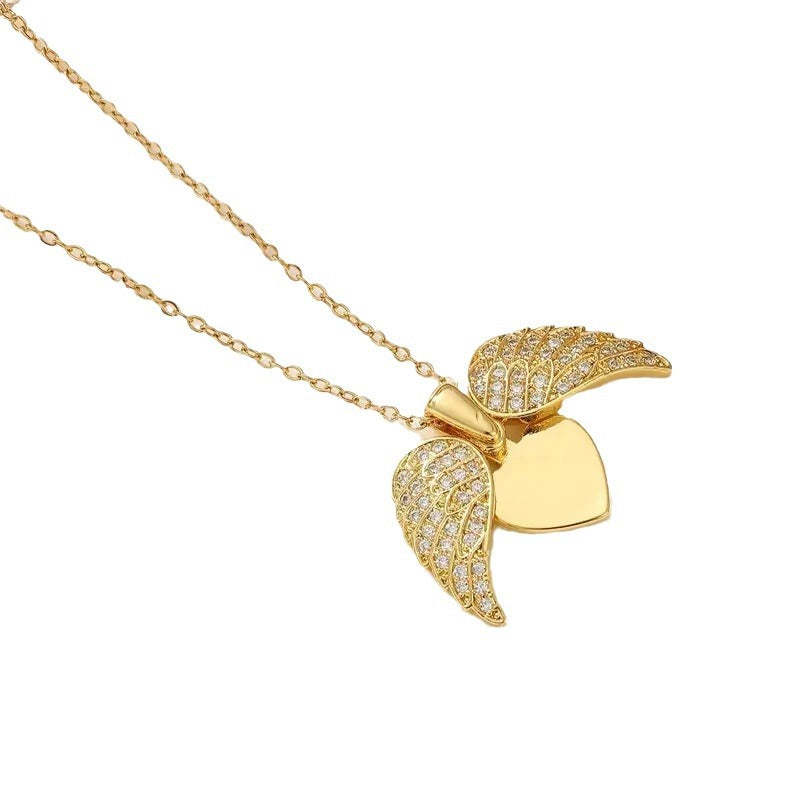 👼Angel Wings Necklace Personalized with Name Angel Locket Heart Necklace
