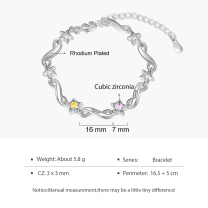 Personalized Star Bracelet With Birthstones Engraved Names Bracelet Gift For Women