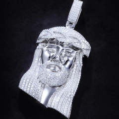 Gift For Men Necklace Silver Moissanite Jesus In White Gold