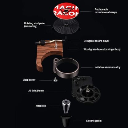 Car Air Freshener, Phonograph Record Player Design Turntable Diffuser