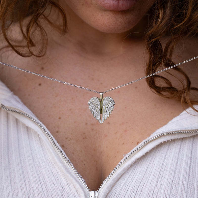 👼Angel Wings Necklace Personalized with Name Angel Locket Heart Necklace