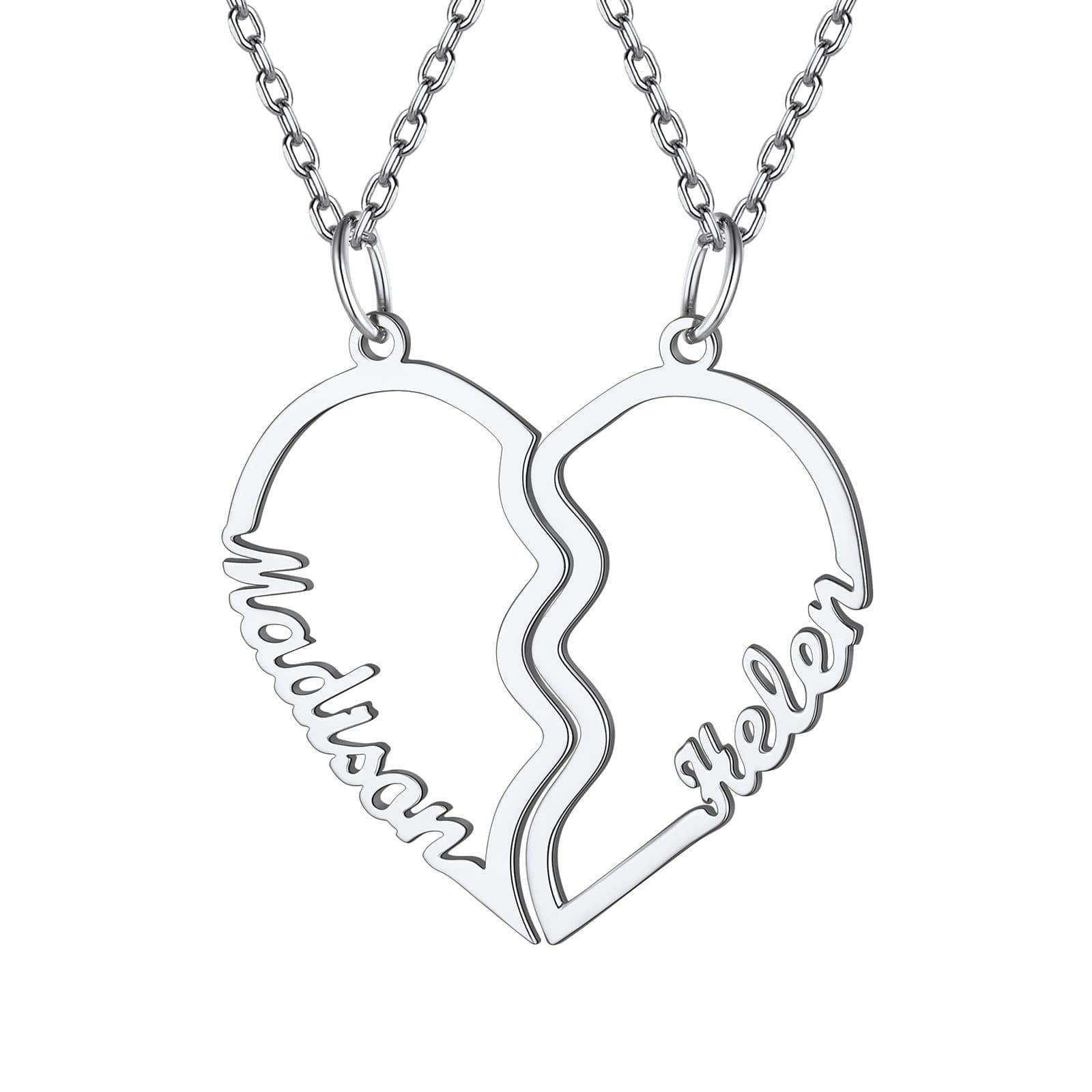 Friendship Necklace for 2 - Couples Necklace Set - Boyfriend Girlfriend Necklace