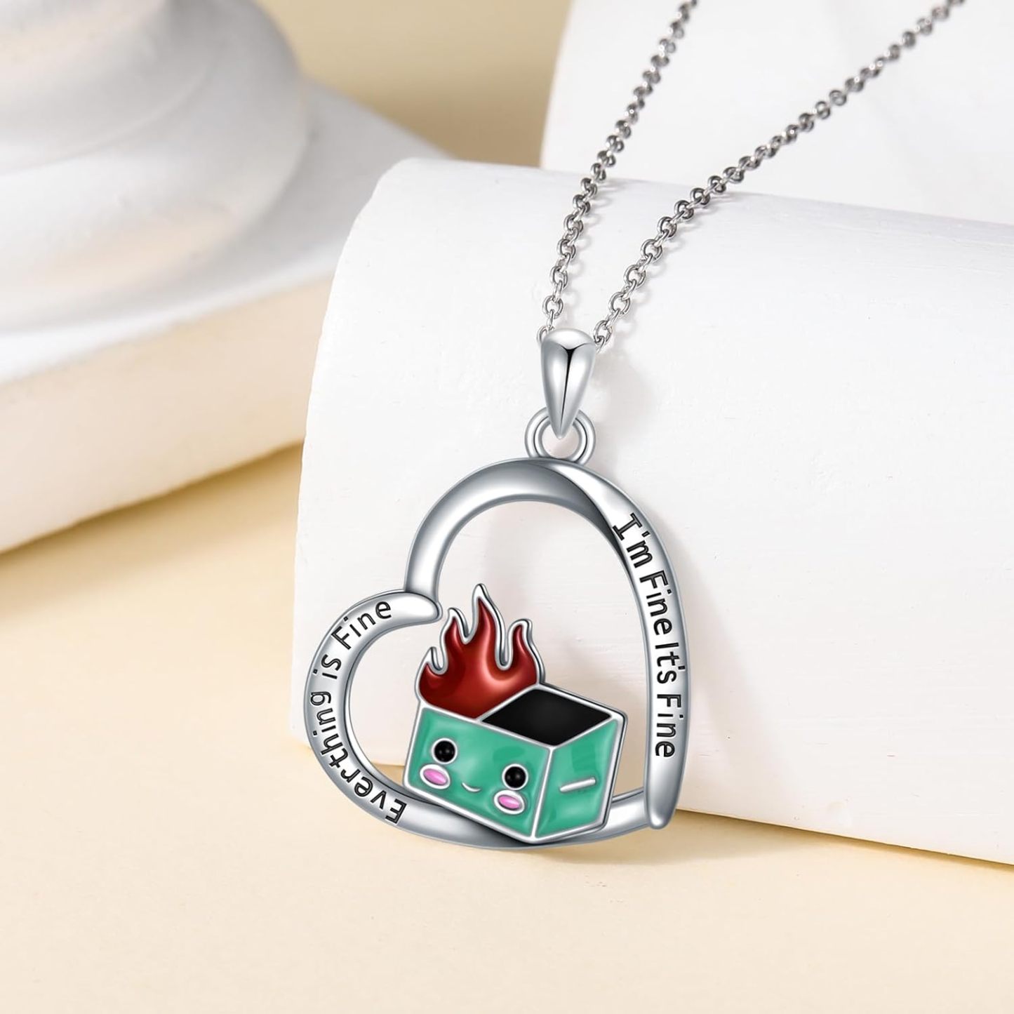 Dumpster Fire Pendant Necklace for Women