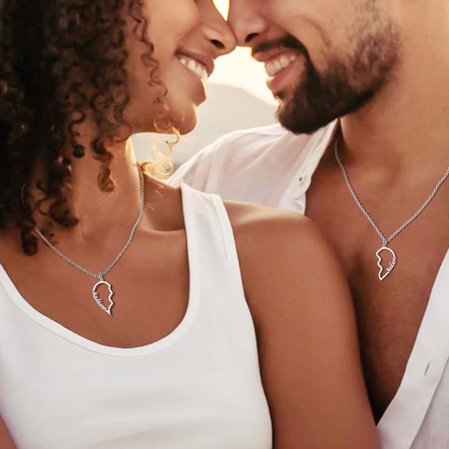 Friendship Necklace for 2 - Couples Necklace Set - Boyfriend Girlfriend Necklace