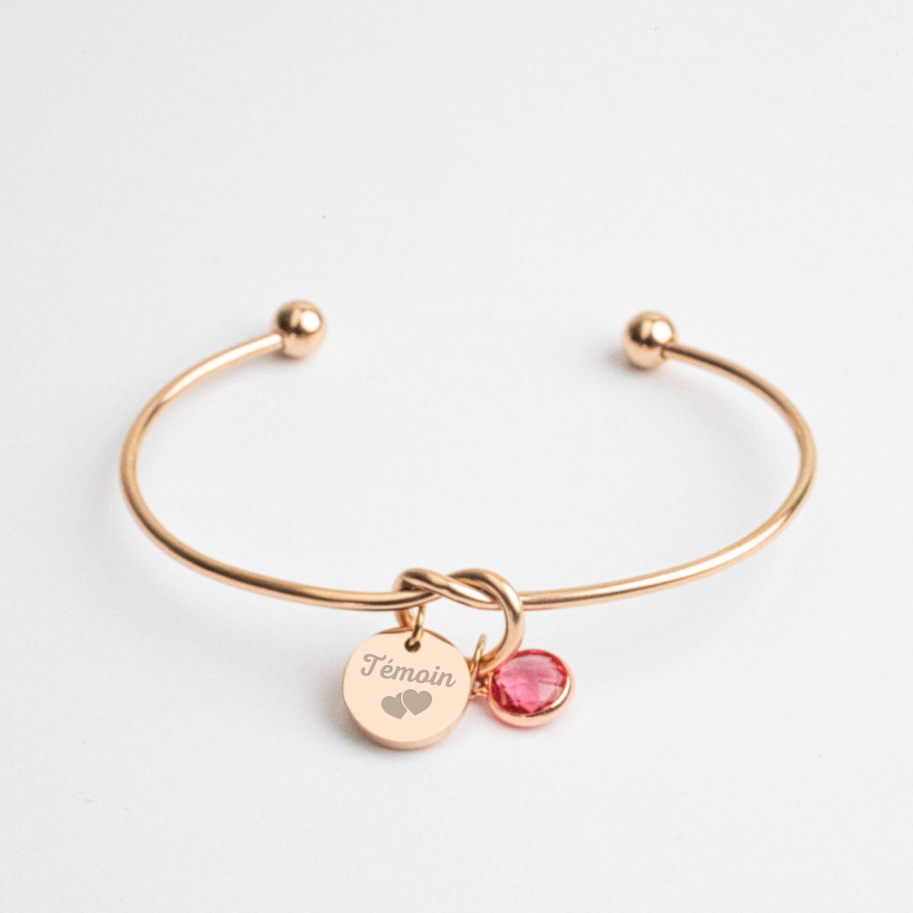 Bangle bracelet knot jewelry engraving Woman Personalized birthstone Gift