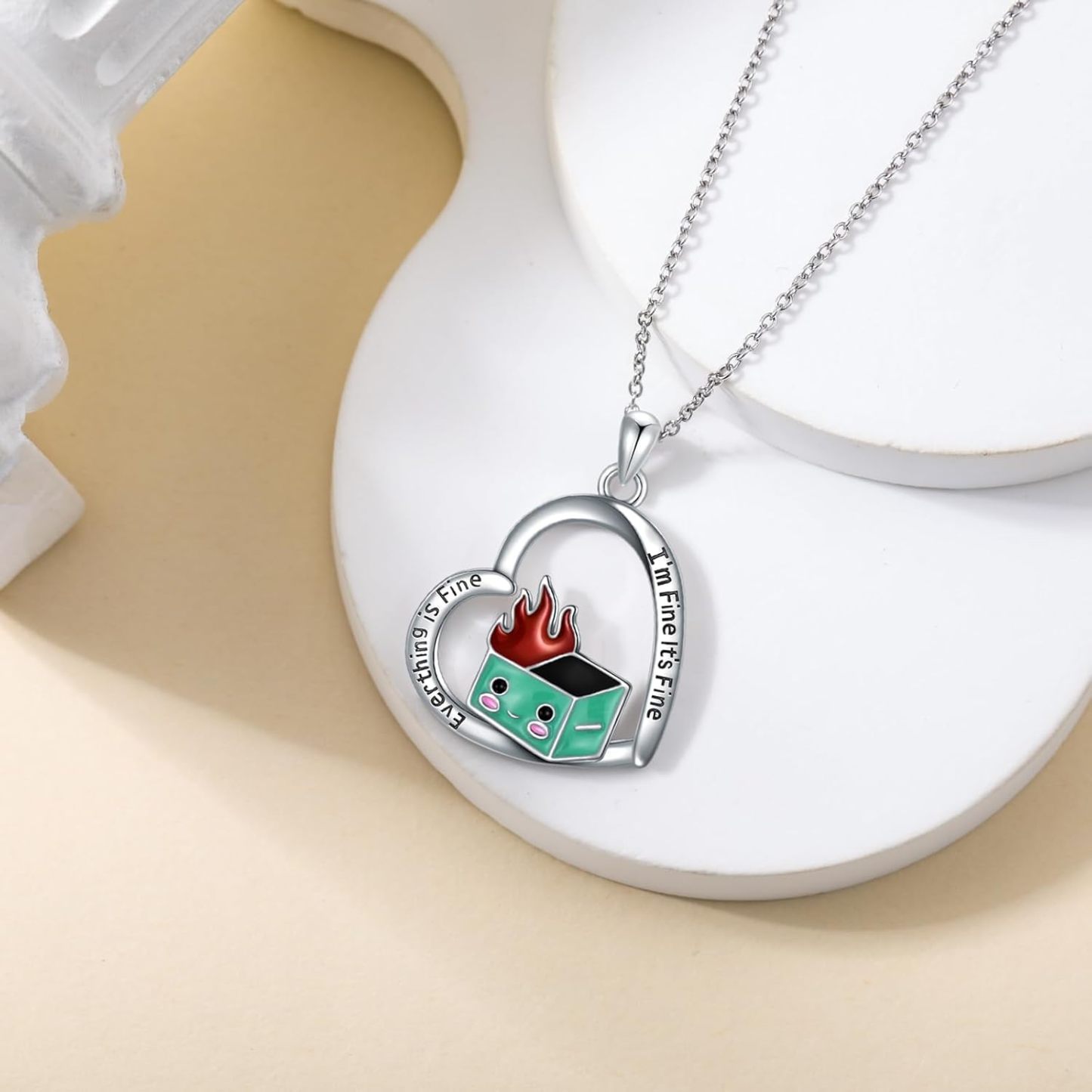 Dumpster Fire Pendant Necklace for Women