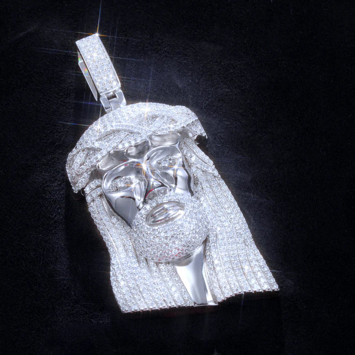 Gift For Men Necklace Silver Moissanite Jesus In White Gold