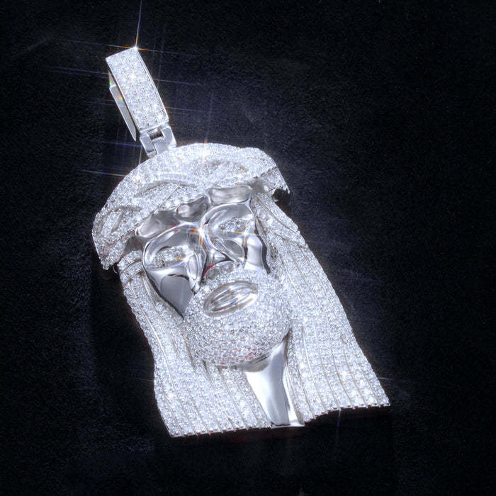 Gift For Men Necklace Silver Moissanite Jesus In White Gold