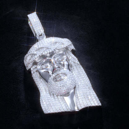 Gift For Men Necklace Silver Moissanite Jesus In White Gold