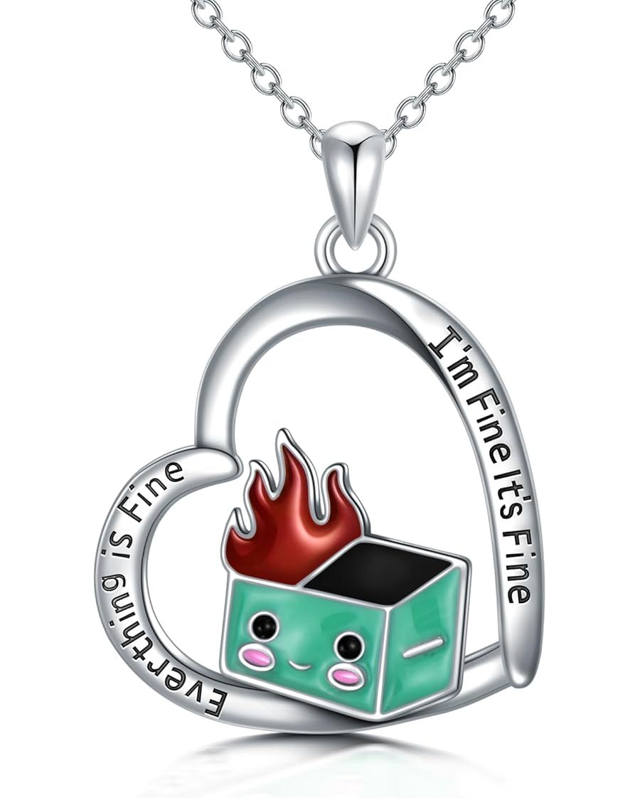 Dumpster Fire Pendant Necklace for Women