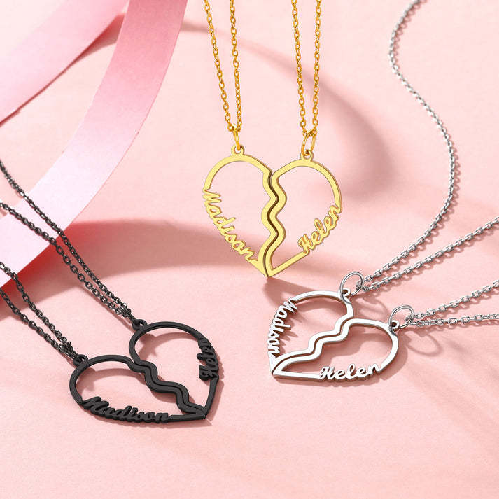 Friendship Necklace for 2 - Couples Necklace Set - Boyfriend Girlfriend Necklace