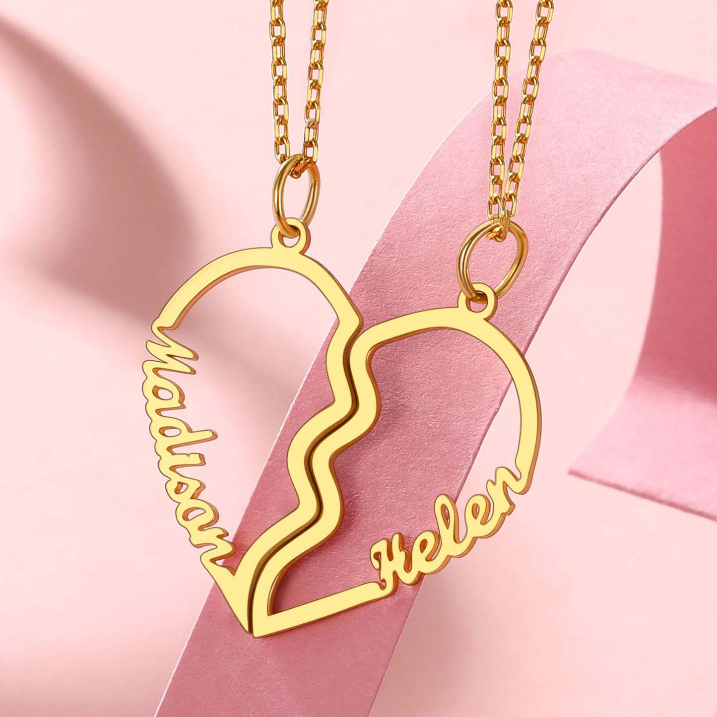 Friendship Necklace for 2 - Couples Necklace Set - Boyfriend Girlfriend Necklace