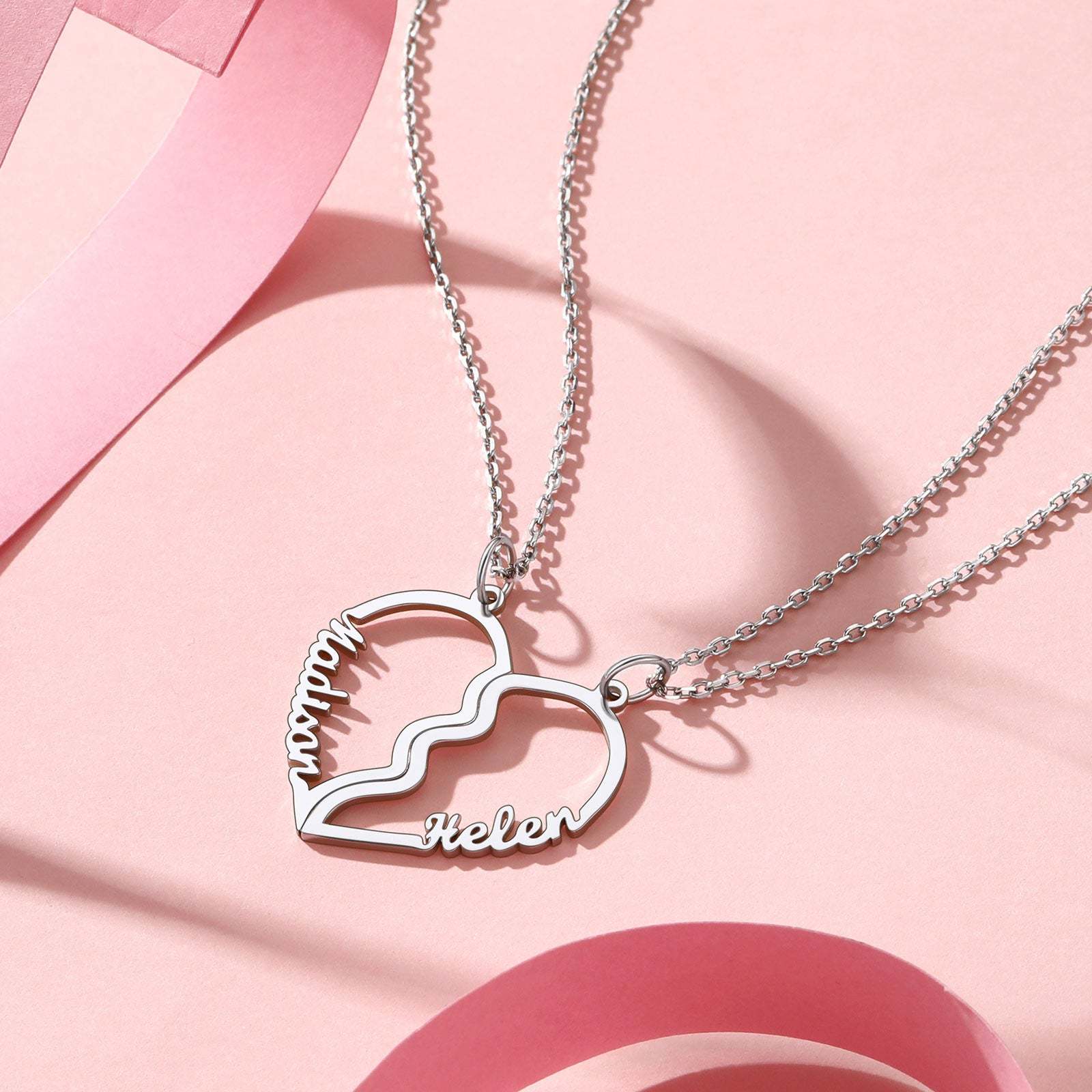 Friendship Necklace for 2 - Couples Necklace Set - Boyfriend Girlfriend Necklace