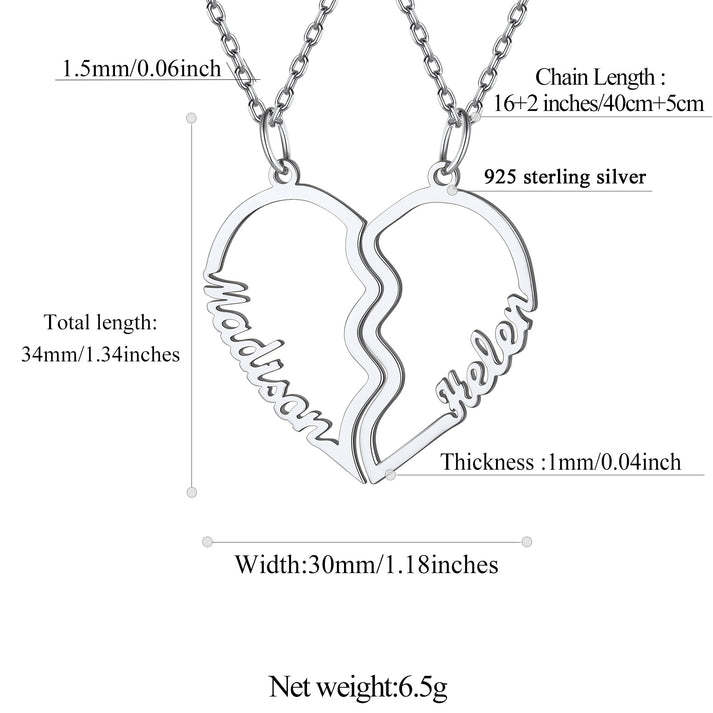 Friendship Necklace for 2 - Couples Necklace Set - Boyfriend Girlfriend Necklace