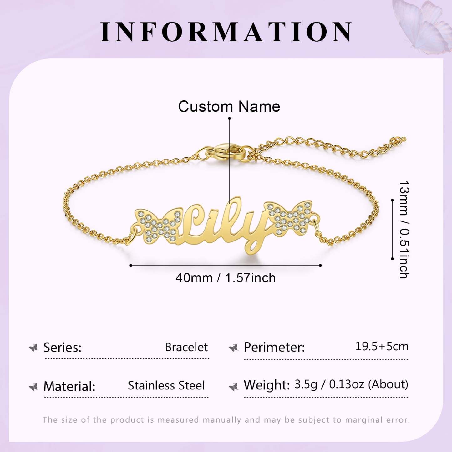 Personalized Name Bracelet Custom Butterfly Bracelet Birthday Gifts For Her