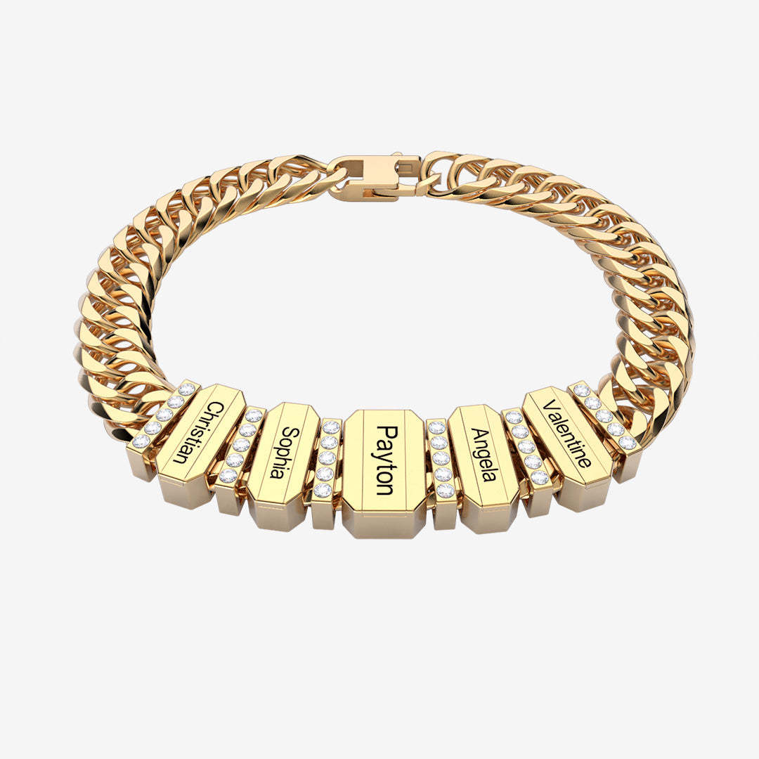 Engravable Cuba Link Men's Bracelet With Personalized Beads