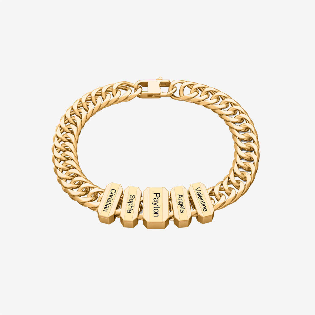 Engravable Cuba Link Men's Bracelet With Personalized Beads
