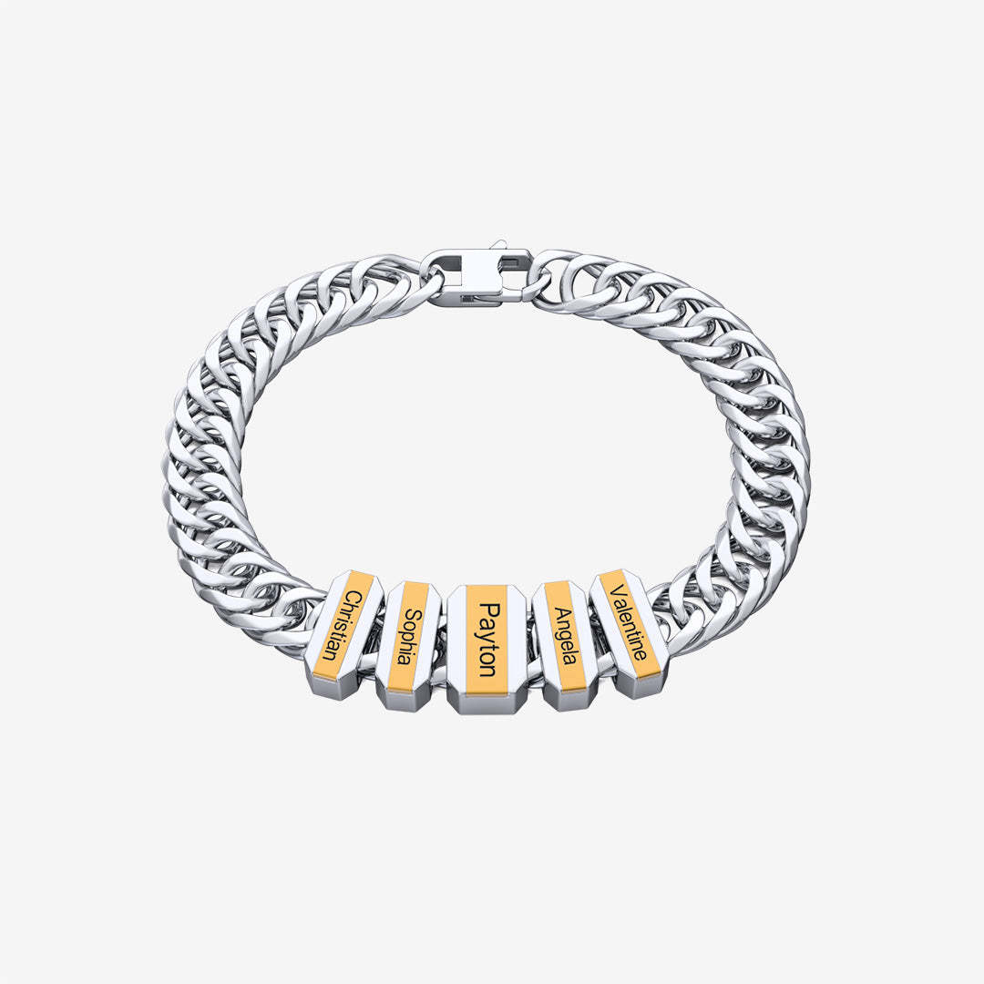 Engravable Cuba Link Men's Bracelet With Personalized Beads
