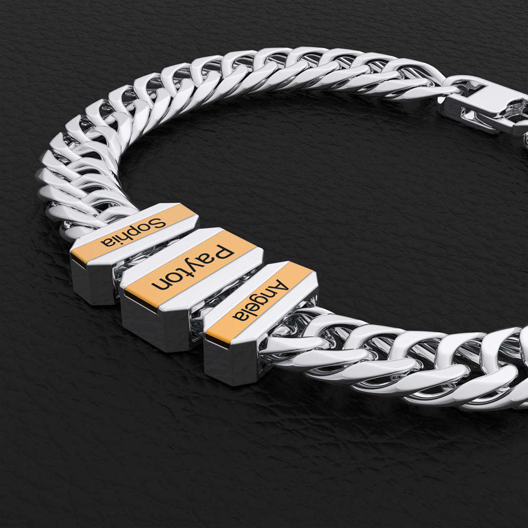 Engravable Cuba Link Men's Bracelet With Personalized Beads