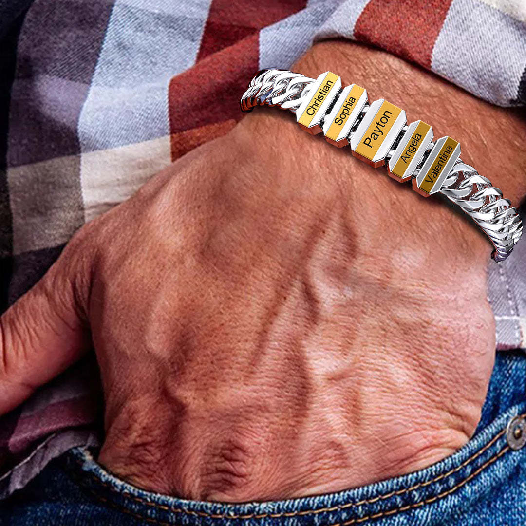 Engravable Cuba Link Men's Bracelet With Personalized Beads