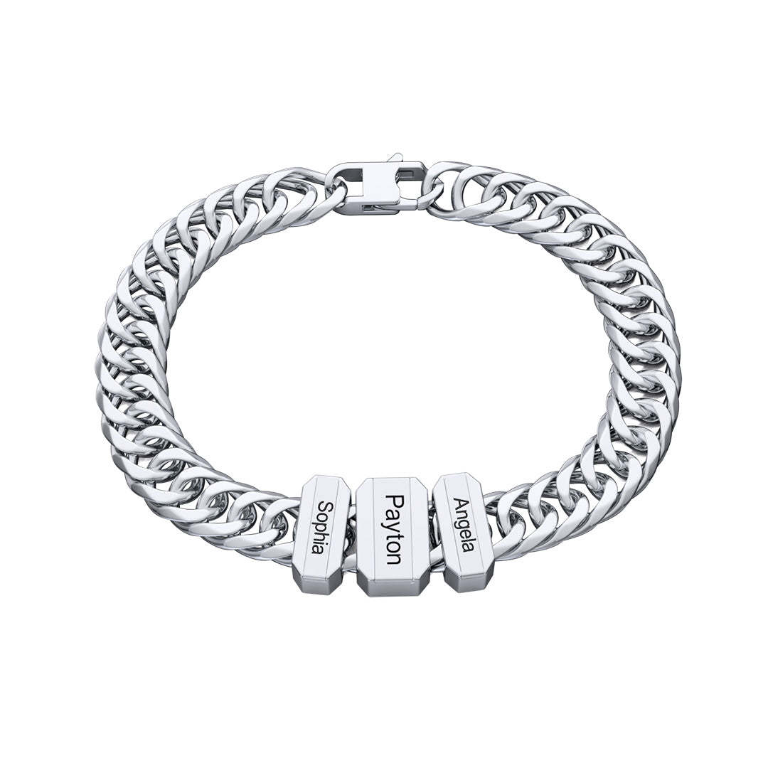 Engravable Cuba Link Men's Bracelet With Personalized Beads