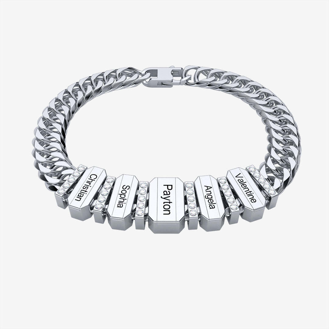 Engravable Cuba Link Men's Bracelet With Personalized Beads
