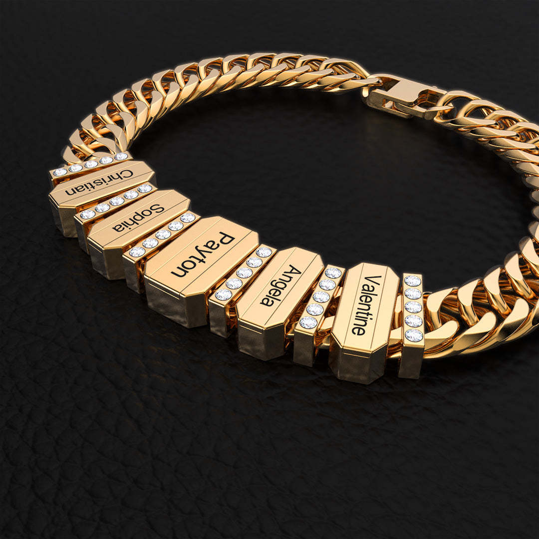 Engravable Cuba Link Men's Bracelet With Personalized Beads