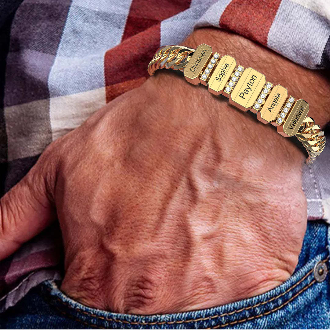 Engravable Cuba Link Men's Bracelet With Personalized Beads