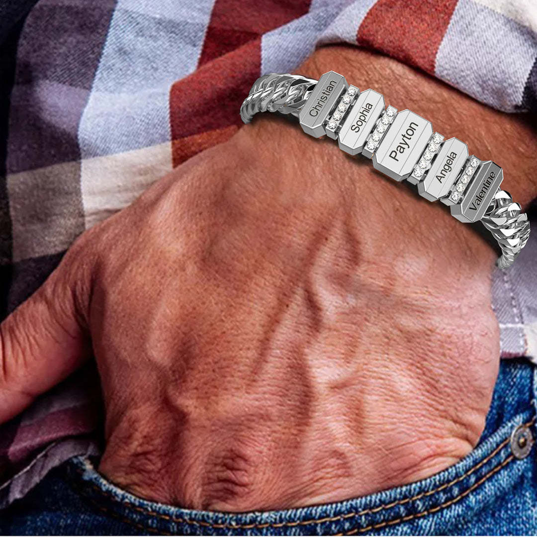 Engravable Cuba Link Men's Bracelet With Personalized Beads